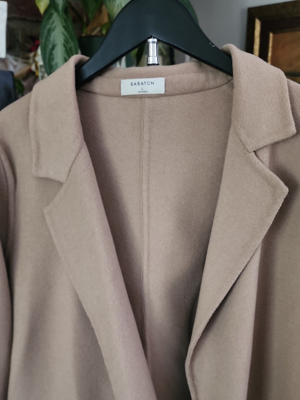 Babaton Aritzia Beige Blush Drape Coat Open Front Jacket L - Picture 3 of 8